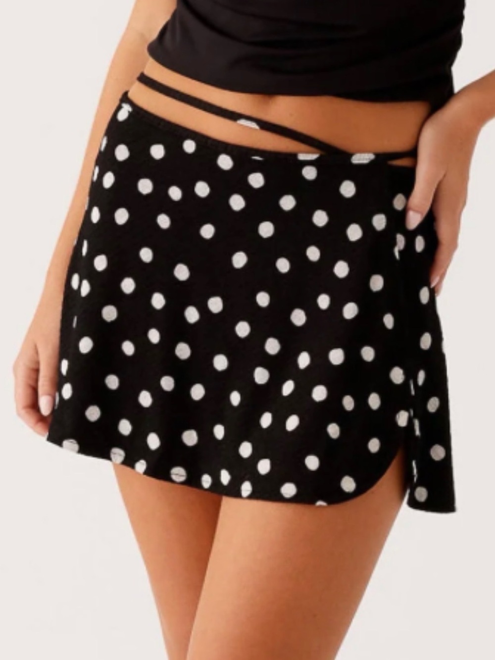 Peppermayo Black and White Polka Dot Walker Mini Skirt XS